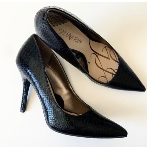 SAM & LIBBY "Dominique" Crocodile Pumps Stiletto Pointed Toe size 8.5 - Picture 1 of 10